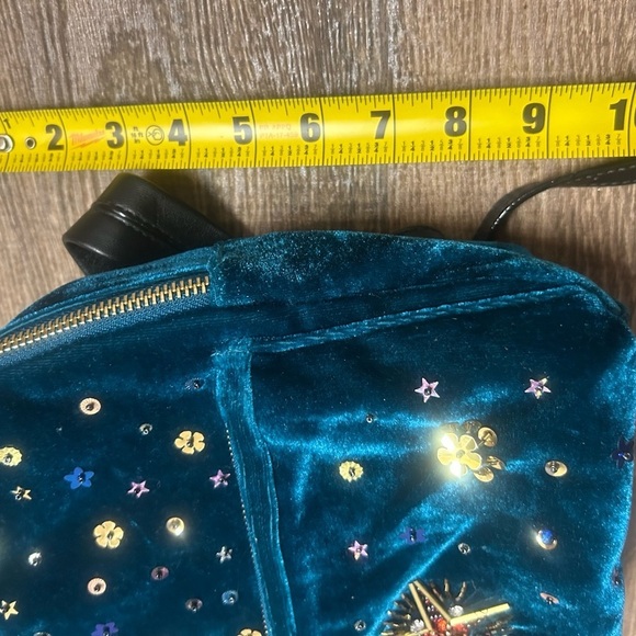 Betsey Johnson Vintage Y2KEmbellished Velvet Backpack mini GUC - Picture 11 of 12